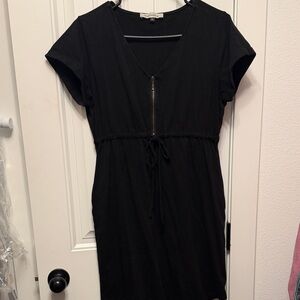 Black maternity Dress w/ POCKETS and drawstring waist